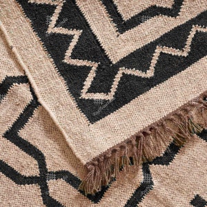 Handwoven Wool Jute Kilim Rug, Vintage Jute Rug, Kilim Jute Rug, Flatweave Rug, Bohemian Rug, Indian Dhurrie Rug, Navajo Kilim Rug