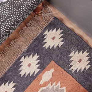 Handwoven Wool Jute Kilim Rug, Wool Jute Rug, Kilim Jute Rug, Flatweave Rug, Bohemian Rug, Indian Dhurrie Rug, Navajo Kilim Rug, Custom Rug