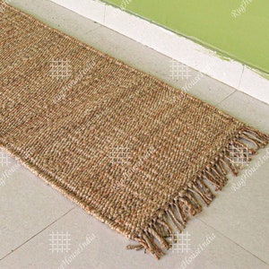 Hand Loomed Jute Hemp Runner/Rug, Custom Color Handmade Jute Runner, Large Area Jute Rug, Custom Size Vintage Rug, Decorative Rugs, Boho Rug