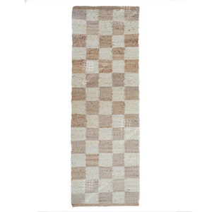 Checkered Rug, Boho Natural Jute Rug, Textured Box Area Rug, Bohemian Rug, Custom Size Rug, Off White Rug, Jute Runner Rug, Modern Rug