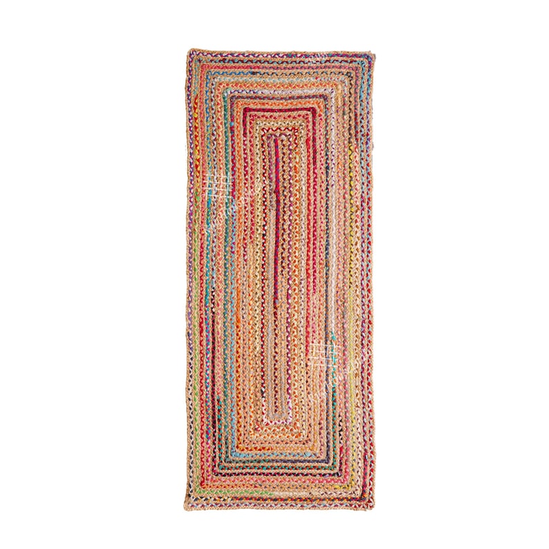 Alfombra de yute multicolor trenzada a mano india y alfombra trenzada de algodón, alfombra de yute boho, alfombra de yoga, alfombra de algodón de yute, alfombra de yute vintage imagen 2