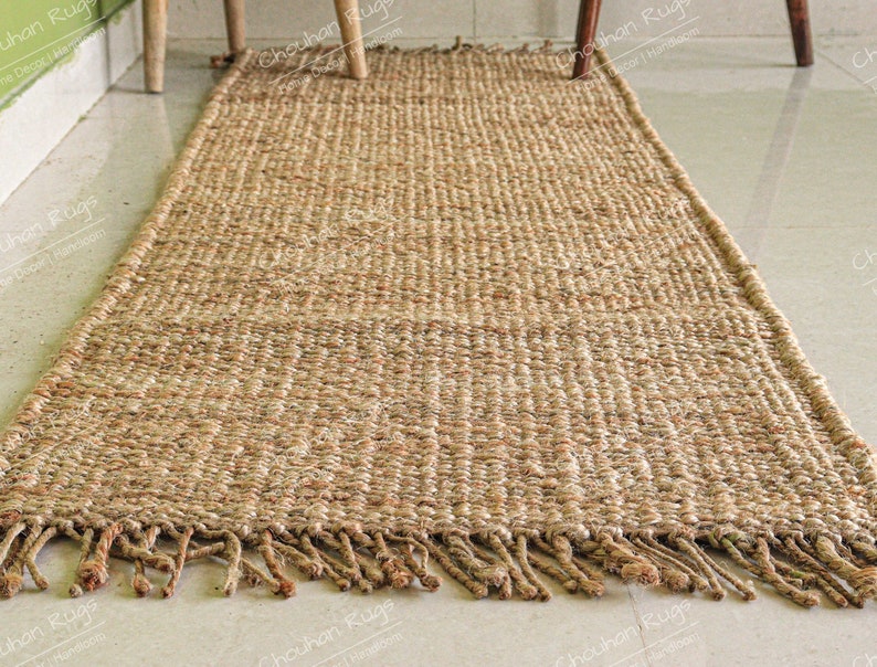 Custom Size Natural Jute Hemp Runner, Stair Decor/Entryway Runner, Jute Bed Side Runner, Vintage Area Rug,Natural Jute Hemp Beige Doormat image 9