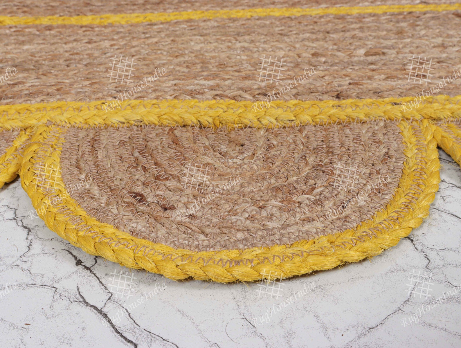 Braided Scalloped Jute Rug Scallop Rug Boho Rug Natural Etsy