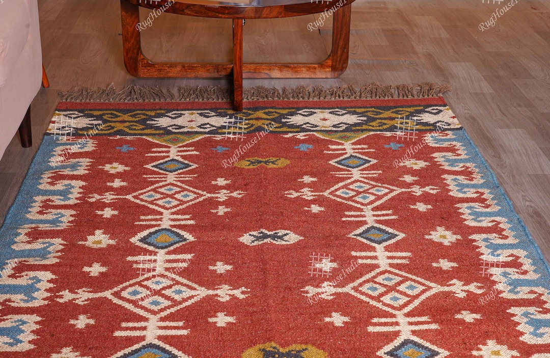 Custom Size Handwoven Jute Kilim Rugs Kilim Rug Kilim Wool Jute Rugs