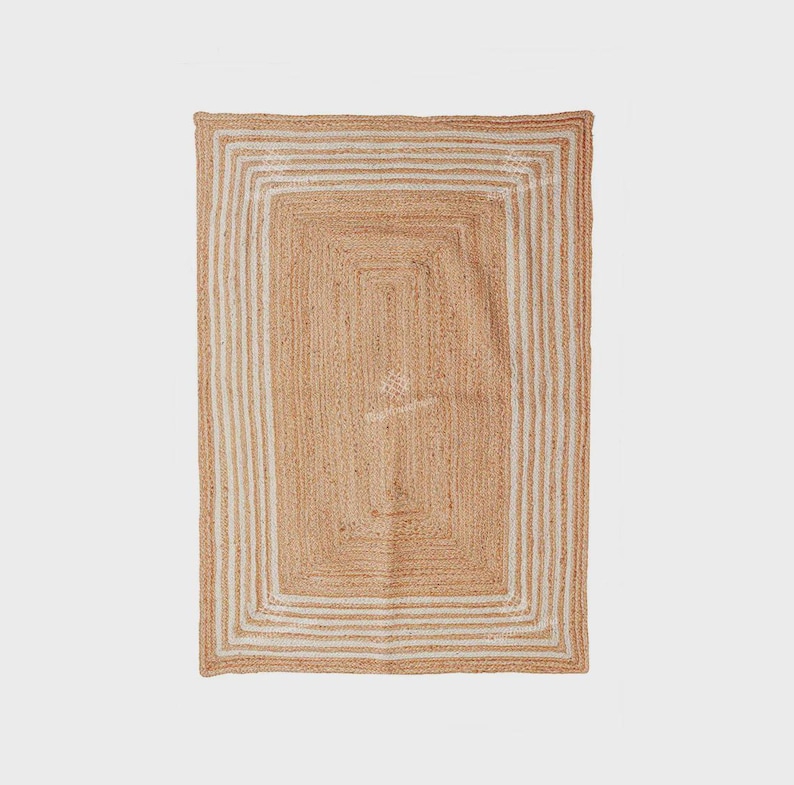 Handmade Jute Rugs- Braided Living Room Rug Vintage Area Rug Custom Size Kitchen Rug Natural Floor Rug Gifts For Him Area Rugs 8x10 Boho Rug White 2