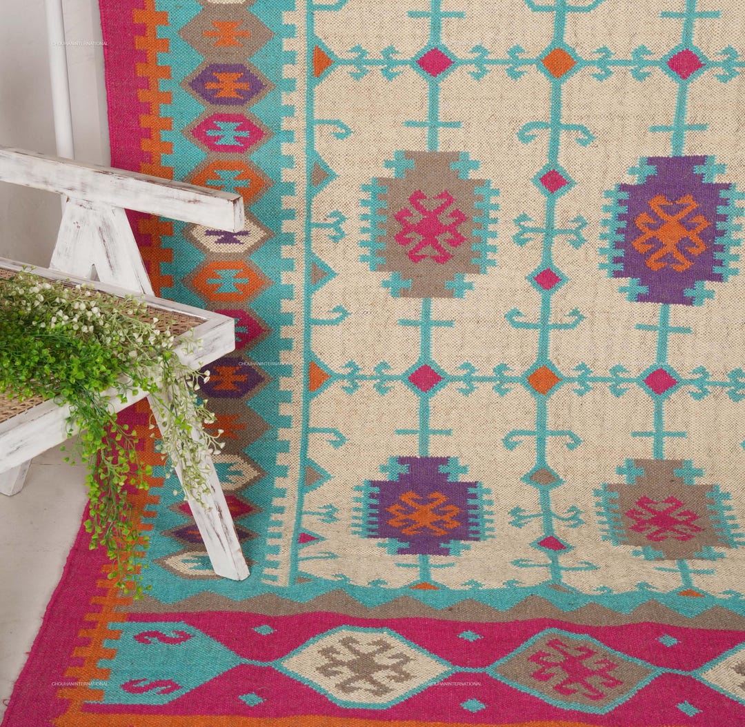 7x12 Rug Handmade Natural Wool Jute Rugs 7x12 Ft for Home Decor & Picnic ...