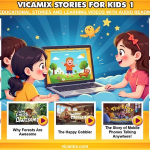 Vicamix Stories for Kids 1: 9 Educational Stories and Learning Videos with Audio Reading