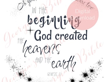 Genesis 1:1 - Am Anfang - Printable Bibelvers Design