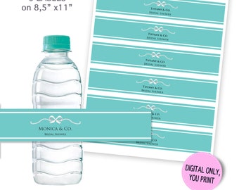 Water bottle label Breakfast at Tiffanys