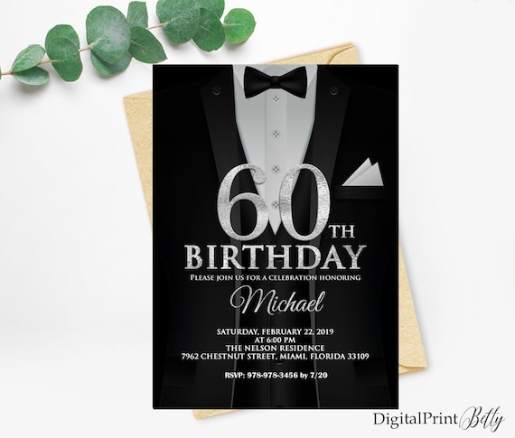 Invitaciones De Cumpleanos 60 Fiesta De Cumpleanos De Los Etsy