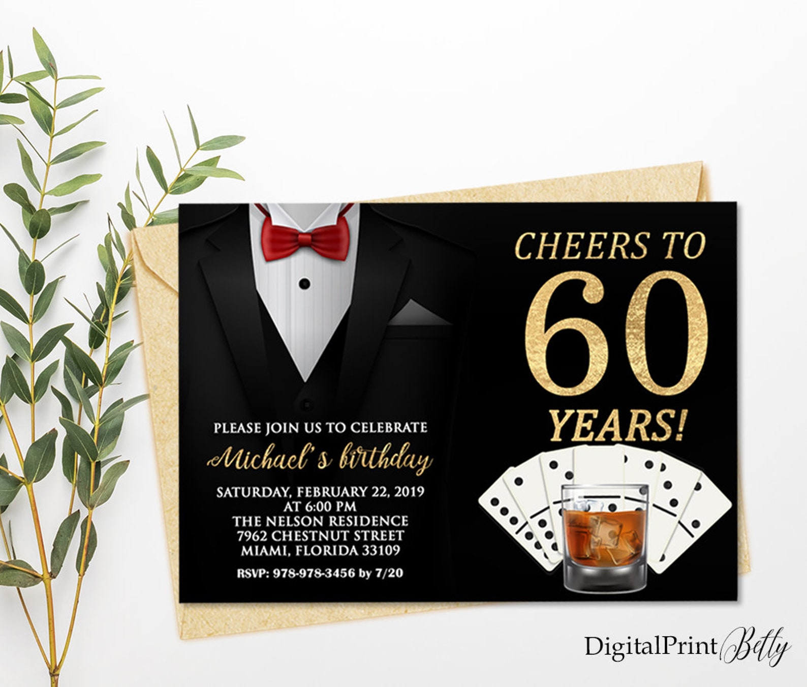60th Birthday Invitations Men Birthday Party Whiskey and - Etsy