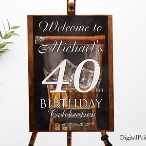 Whiskey und Zigarren Willkommensschild, Willkommensschild, Geburtstagsschild, Whisky und Zigarren GeburtstagSparty Willkommensschild, PERSONALISIERT, Digitale Datei#103