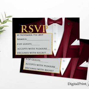 Antwortkarten, The Tuxedo Invite, Gold und Burgund, The Tuxedo Antwortkarten, Tuxedo Invite, Digitale Datei, #272