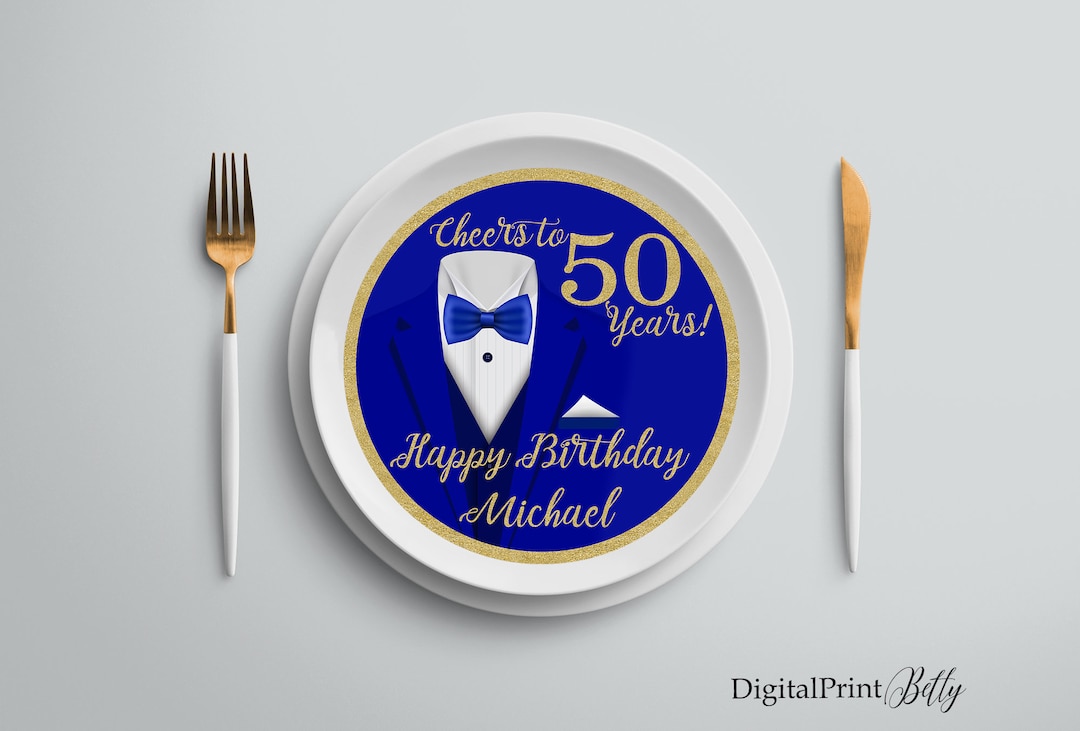 Charger Plate Insert, the Tuxedo Birthday Charger Plate Insert, Gold