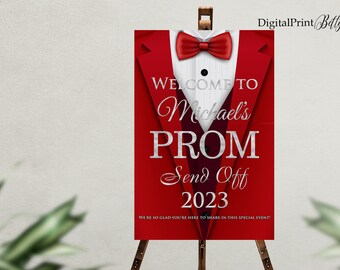 Welcome Sign Prom Send Off, Welcome Sign, Gold and Red, Gold and Blue Welcome Sign, PERSONALIZED, Digital file #5