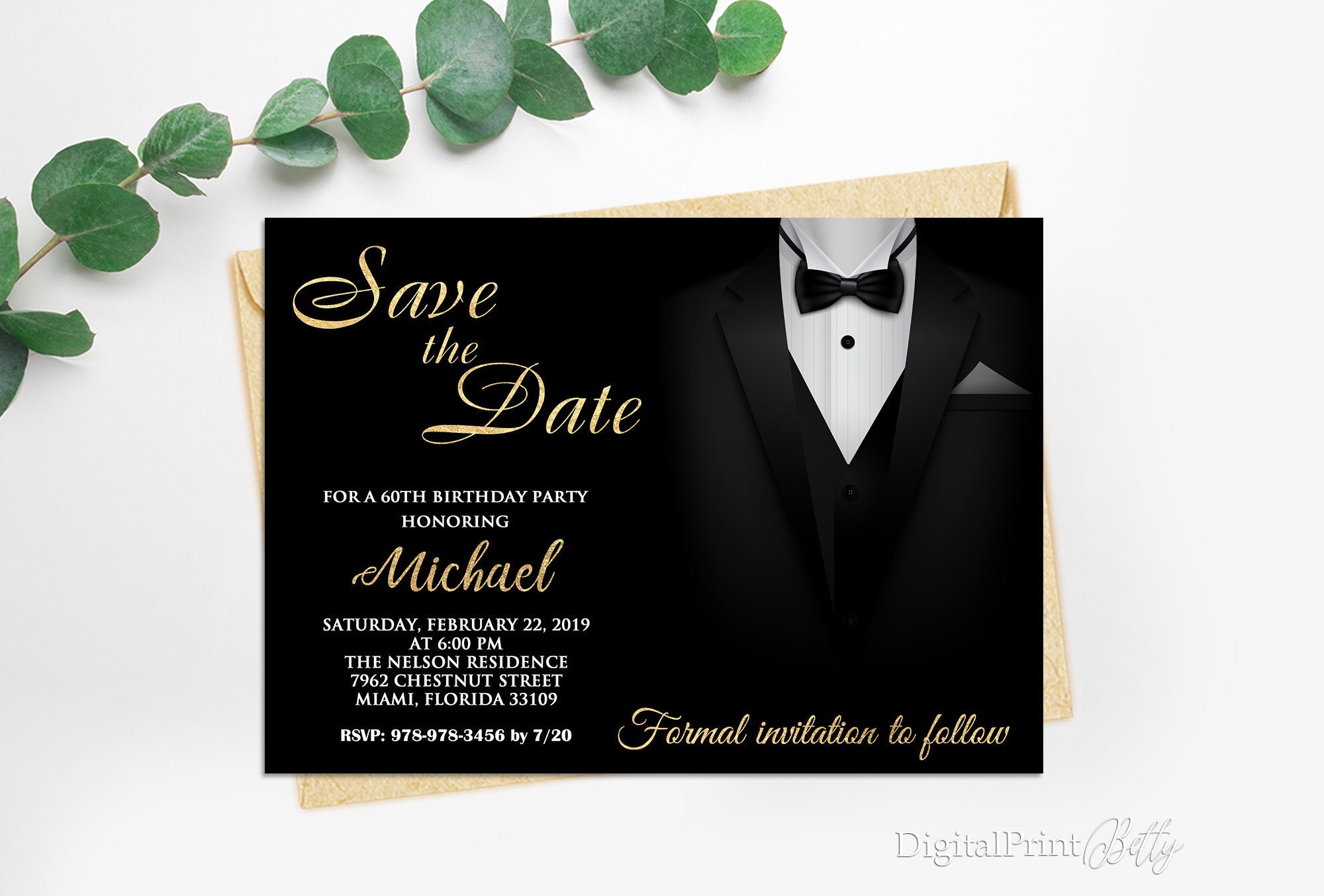 Save the Date 60th Birthday Invitations Save the Date Men | Etsy