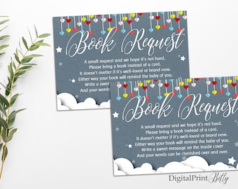 Bring a Book Baby Shower Insert, Bring a Book Instead of a Card, Gray Baby Shower Book Request, INSTANT DOWNLOAD, Digital file, #BS3