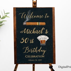 Whisky und Zigarre Willkommensschild, Geburtstagsschild, Whisky und Zigarre Willkommensschild, PERSONALISIERT, Digitale Datei#204