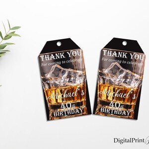 Etiquetas de agradecimento de aniversário, etiqueta de lembrança de uísque, etiqueta de lembrança de felicidades, etiqueta de lembrança de aniversário para adultos PERSONALIZADA, arquivo digital, M103