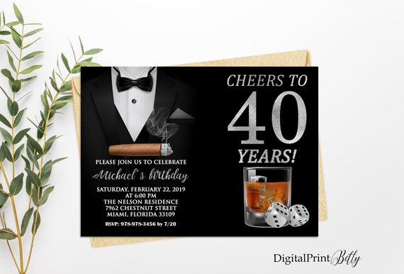 Inviti per il 40 compleanno, Festa di compleanno maschile, Saluti a 40 anni  di invito, PERSONALIZZATO, File digitale, M14 -  Italia