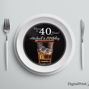 Charger Plate Insert, Birthday Charger Plate Insert, Men Birthday Party, Cheers To 40 Years, PERSONALIZED, Digital file, M103