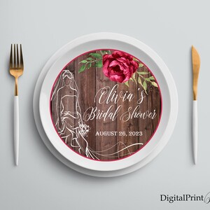 Charger Plate Insert, Bridal Shower Charger Plate Insert, Rustic Bridal Shower, Floral Bridal Shower, PERSONALIZED, Digital file, #10