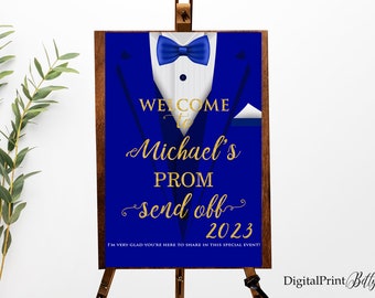 Welcome Sign Prom Send Off, Welcome Sign, Gold and Royal Blue, Gold and Blue Welcome Sign, PERSONALIZED, Digital file #2