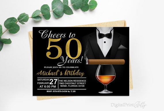 50th birthday party shop invitations for him