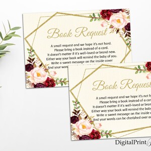Breng een boek baby shower invoegsel, breng een boek in plaats van een kaart, bloemenboekverzoek, babyshower, INSTANT DOWNLOAD, digitaal bestand, #BS8