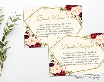 Bring a Book Baby Shower Insert, Bring a Book Instead of a Card, Floral Book Request, Baby Shower, INSTANT DOWNLOAD, Digital file, #BS8