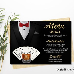 Menu Birthday, Whiskey and Domino Birthday Invitation, Whiskey and Domino Birthday Menu,Men Birthday Party, PERSONALIZED, Digital file, W31
