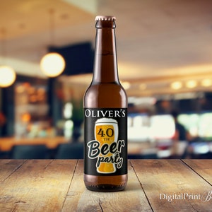 Birthday Beer Bottle Labels, Cheers & Beers Birthday Invitation, PERSONALIZED, Digital file, W2
