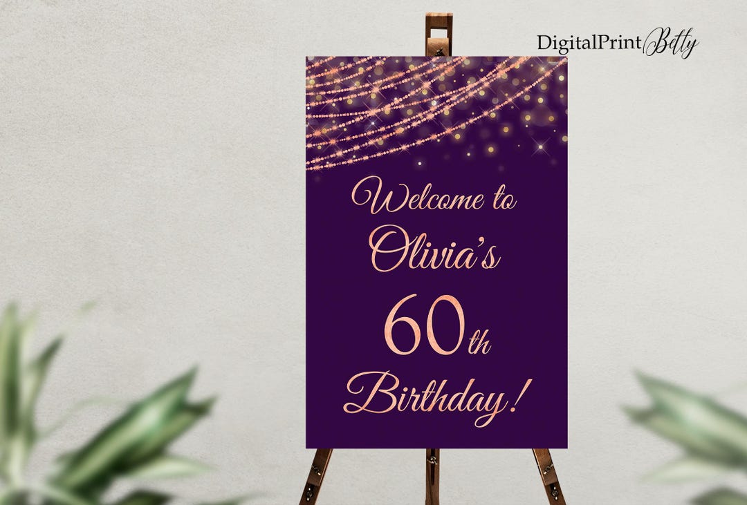60th Birthday Welcome Sign, Welcome Sign, Rose Gold Welcome Sign ...