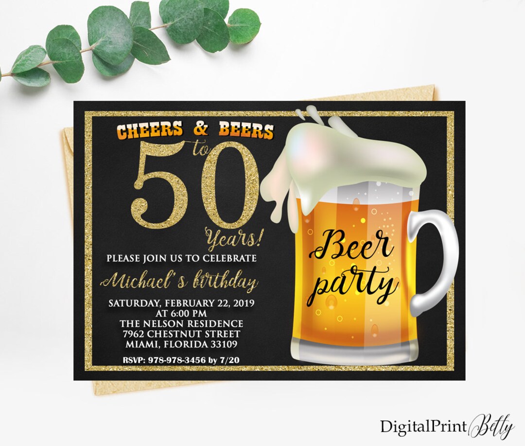 50th Birthday Beer Themed Invitations Men Birthday Party - Etsy 50th Birthday Beer Themed Invitations Men Birthday Party - Etsy