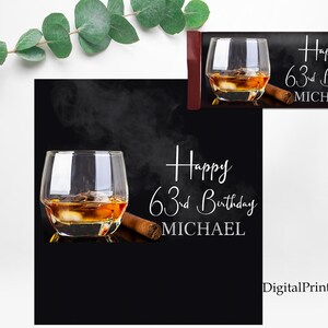 Candy Wrappers, Candy Bar Label Whiskey and Cigar, Candy Wrappers Cheers To 60 Years, Chocolate Wrappers, PERSONALIZED, Digital file, #118
