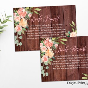 Breng een boek baby shower invoegsel, breng een boek in plaats van een kaart, bloemenboekverzoek, INSTANT DOWNLOAD, digitaal bestand, #BS1
