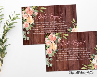 Bring a Book Baby Shower Insert, Bring a Book Instead of a Card, Floral Book Request, INSTANT DOWNLOAD, Digital file, #BS1