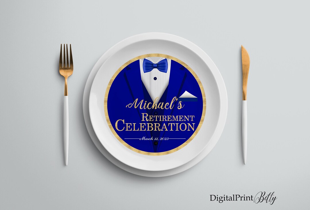 Charger Plate Insert, the Tuxedo Birthday Charger Plate Insert, Gold