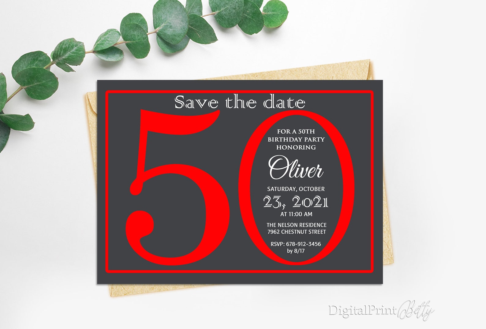 save-the-date-invitaciones-de-cumplea-os-n-mero-50-save-the-etsy-espa-a