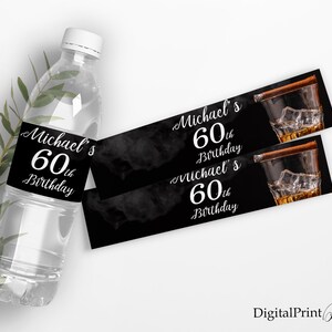 Geburtstags-Flaschenetiketten, Whisky- und Zigarrenflaschenetiketten, schwarz und silber, PERSONALISIERT, digitale Datei, #103