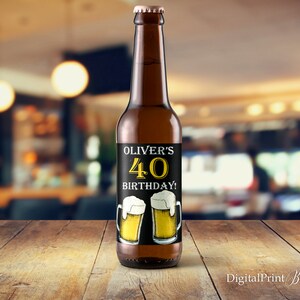 Birthday Beer Bottle Labels, Cheers & Beers Birthday Invitation, PERSONALIZED, Digital file, W3