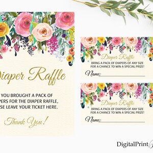 Windel-Verlosungskarten, Windel-Verlosungsschild, saftige Babyparty-Windel, Blumen-Babyparty, INSTANT-DOWNLOAD, digitale Datei, 70