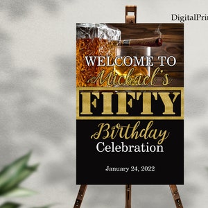 Whisky und Zigarre Willkommensschild, Willkommensschild, Geburtstagsschild, Whisky und Zigarre Willkommensschild, PERSONALISIERT, digitale Datei#201