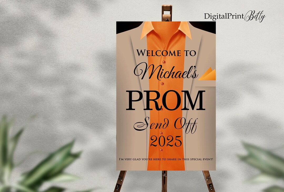 Prom Order Sign Welcome Sign Prom Send Off, Welcome Sign, Beige and Orange, Beige and ...
