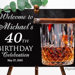 Whisky und Zigarre Willkommensschild, Willkommensschild, Geburtstagsschild, Whisky und Zigarre Geburtstagsparty Willkommensschild, PERSONALISIERT, digitale Datei#103