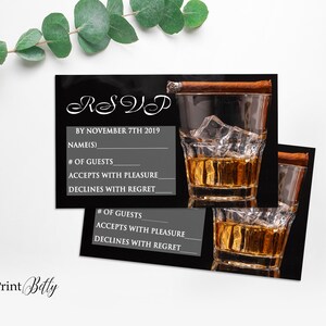 RSVP Karten, Whiskey und Zigarren Party, Männer GeburtstagSeinladung, Whisky und Zigarren RSVP Karten, Whiskey und Zigarren, Digitale Datei, #103
