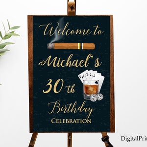 Whisky und Zigarre Willkommensschild, Geburtstagsschild, Whisky und Zigarre Willkommensschild, PERSONALISIERT, Digitale Datei#204