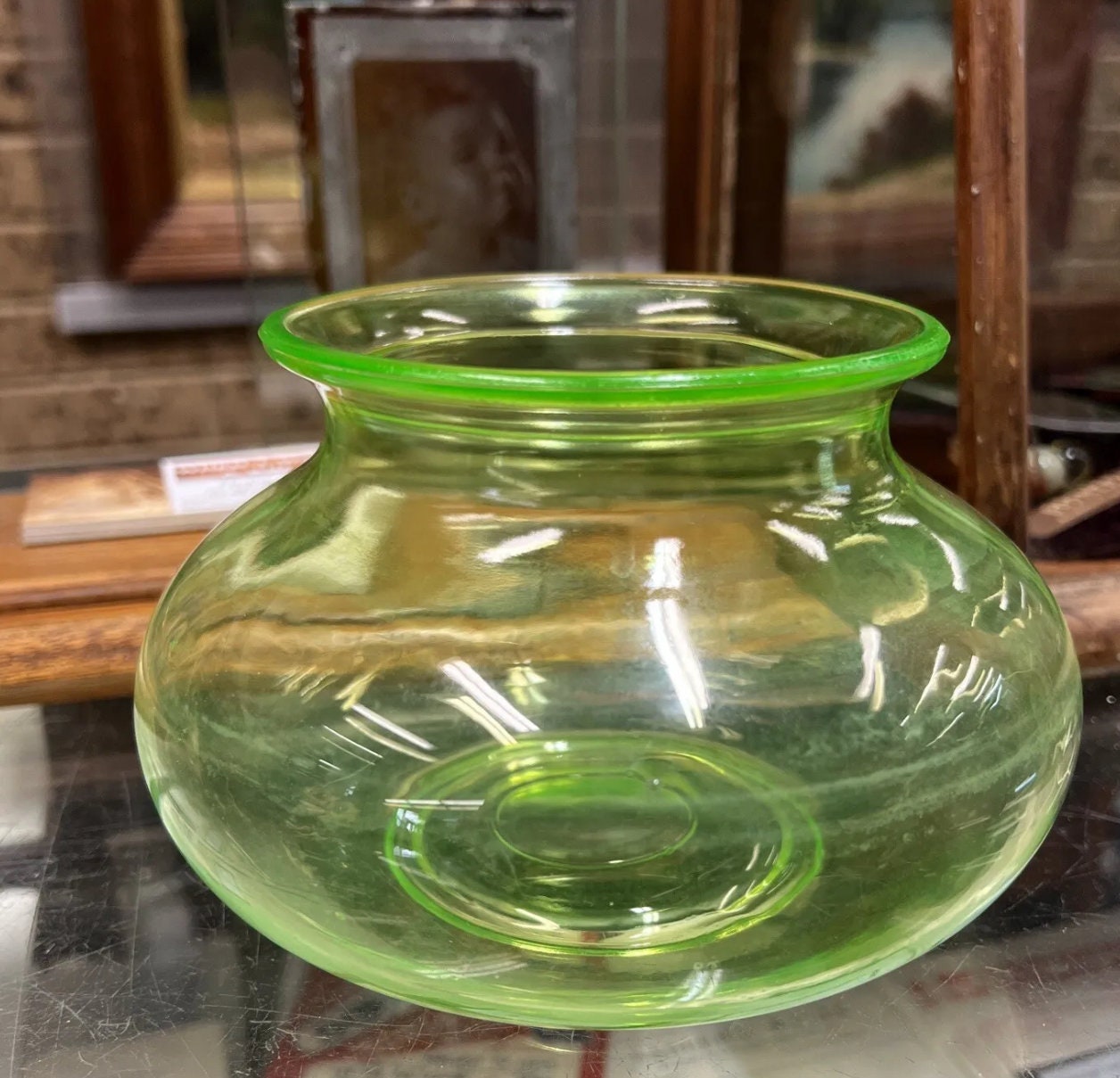 Uranium Glass Fish Bowl Etsy