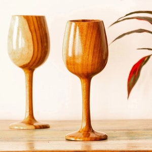Handcrafted Wooden Wine Glasses in Teak Wood, Wooden Wine Glasses, Creative Wine Goblet, Wood Wine Glass, Valentine&#39;s Gift, Bridesmaid Gift