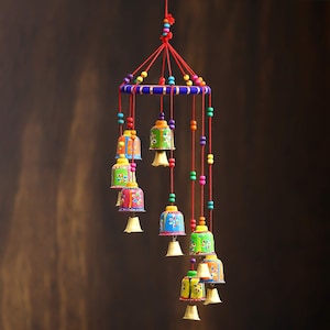 Handcrafted Decorative Wall/Door Hanging Bells Wind Chimes Showpiece for Home, Wall Decor, Pooja Room Temple, Suncatcher, House Warming Gift